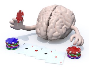 human brain with arms and legs been playing poker